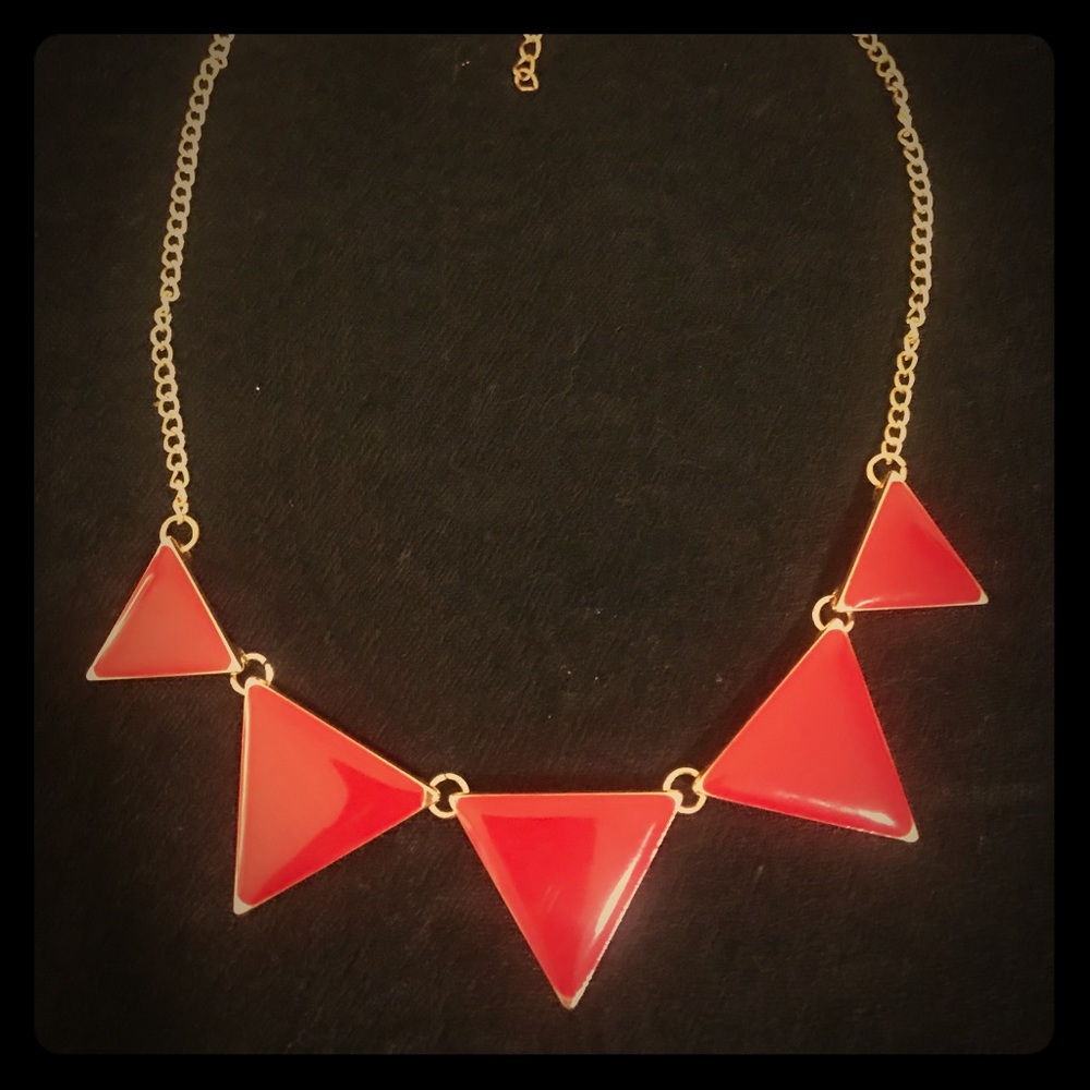 Red Enamel Geo Statement Necklace